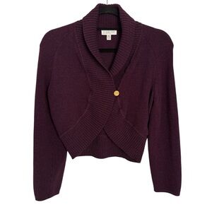 St.‎ John sport small burgundy cropped cardigan sweater wool blend purple tone